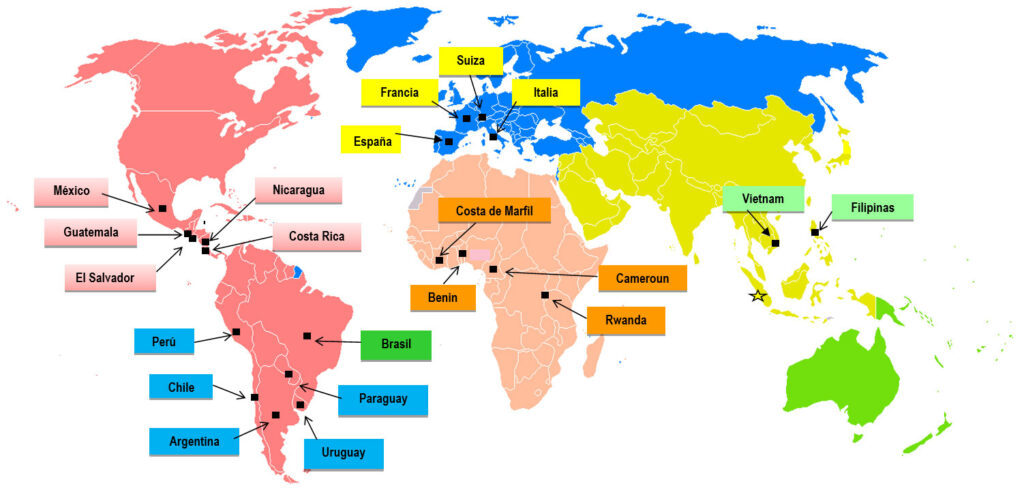 Quais são os continentes do mapa?